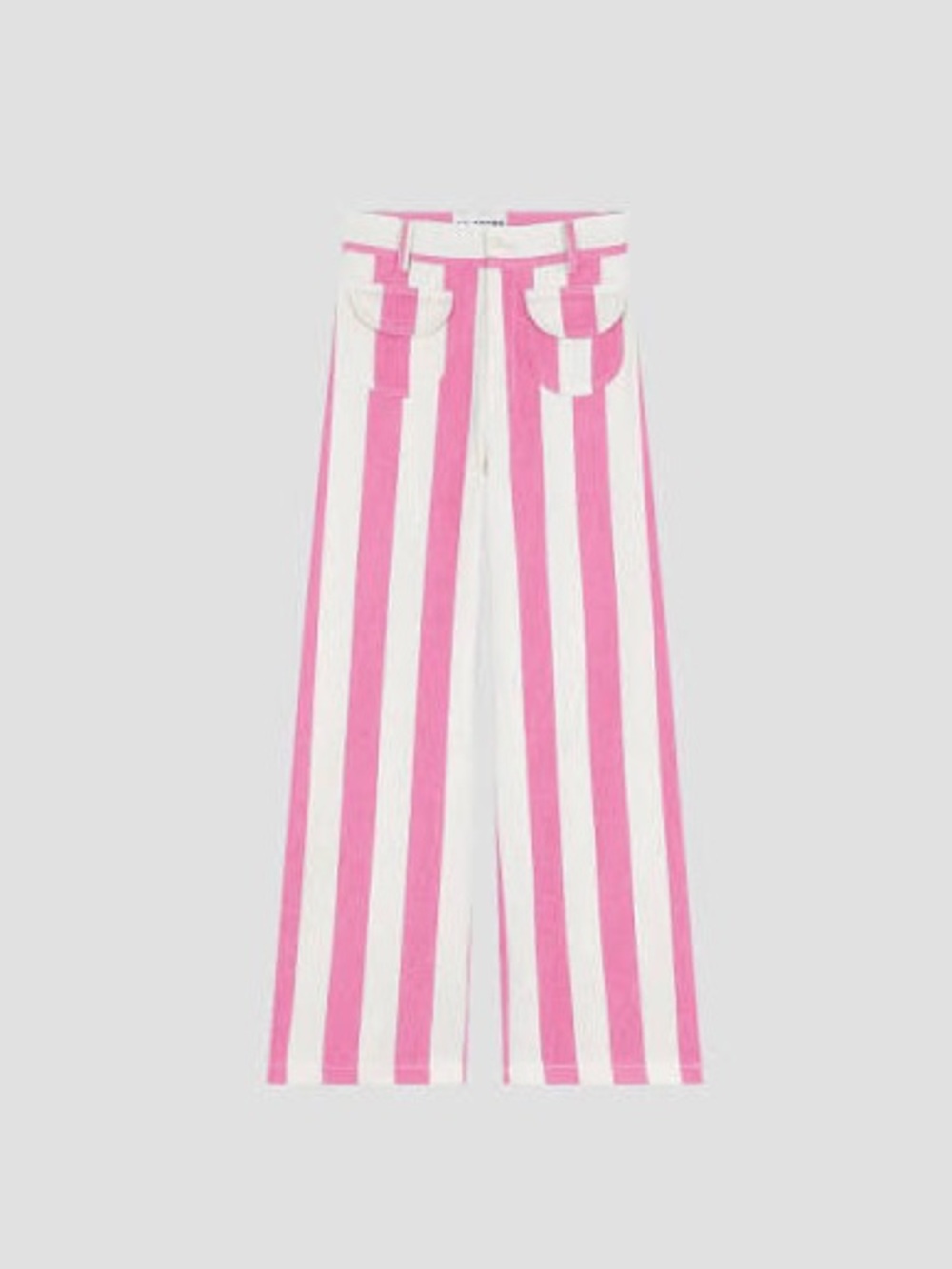 High-Rise Wide-Leg Pants in Pink & White Stripe